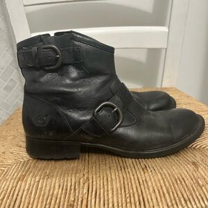 Born Black Leather Ankle Boots